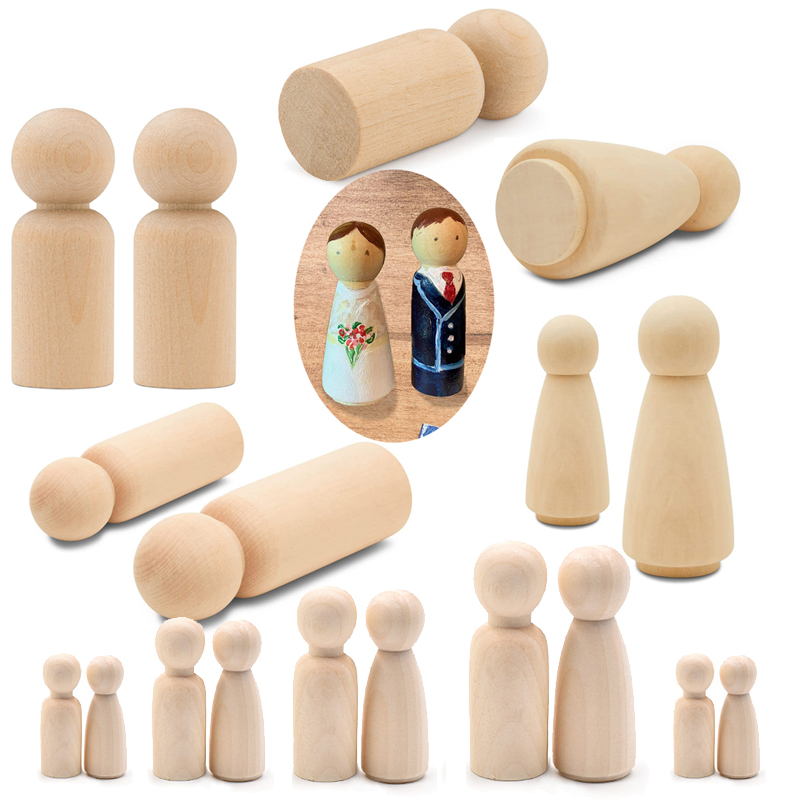 5Pcs Unfinished Wood Peg Dolls - огляд і ціна Art And Craft For Nursery