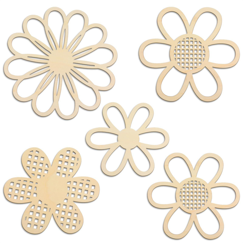 5pcs Wooden Flower Wall Decor  - огляд і ціна Art And Craft For Nursery