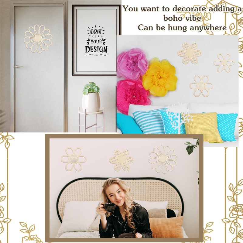 5pcs Wooden Flower Wall Decor  - огляд і ціна Art And Craft For Nursery