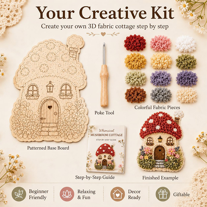 3D Mushroom House Poke Art DIY - огляд і ціна Art Craft Kit